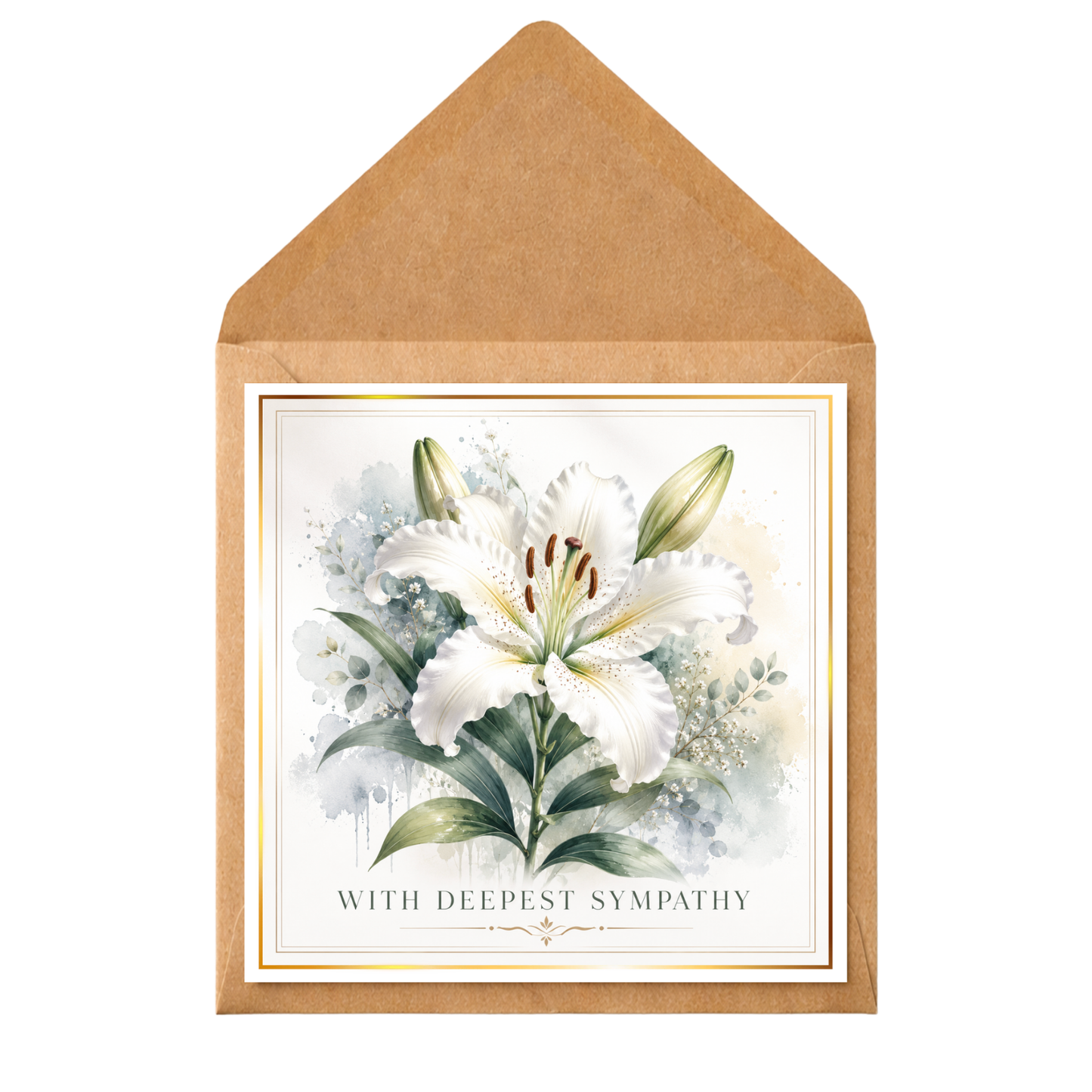 Personalised Sympathy Card with Lily | Deepest Sympathy | Bereavement | Loss of Loved One | Thinking of You Card | Printed Message Inside