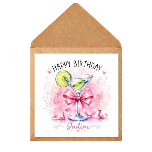 Personalised Martini Birthday Card, Cocktail Birthday Card, Gin Lover Birthday Card, Custom Name Birthday Card, Funny Alcohol Birthday Card