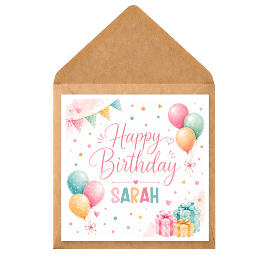 Personalised Happy Birthday Card for Her | Custom Name Birthday Card | Daughter Granddaughter Niece Friend Birthday Card