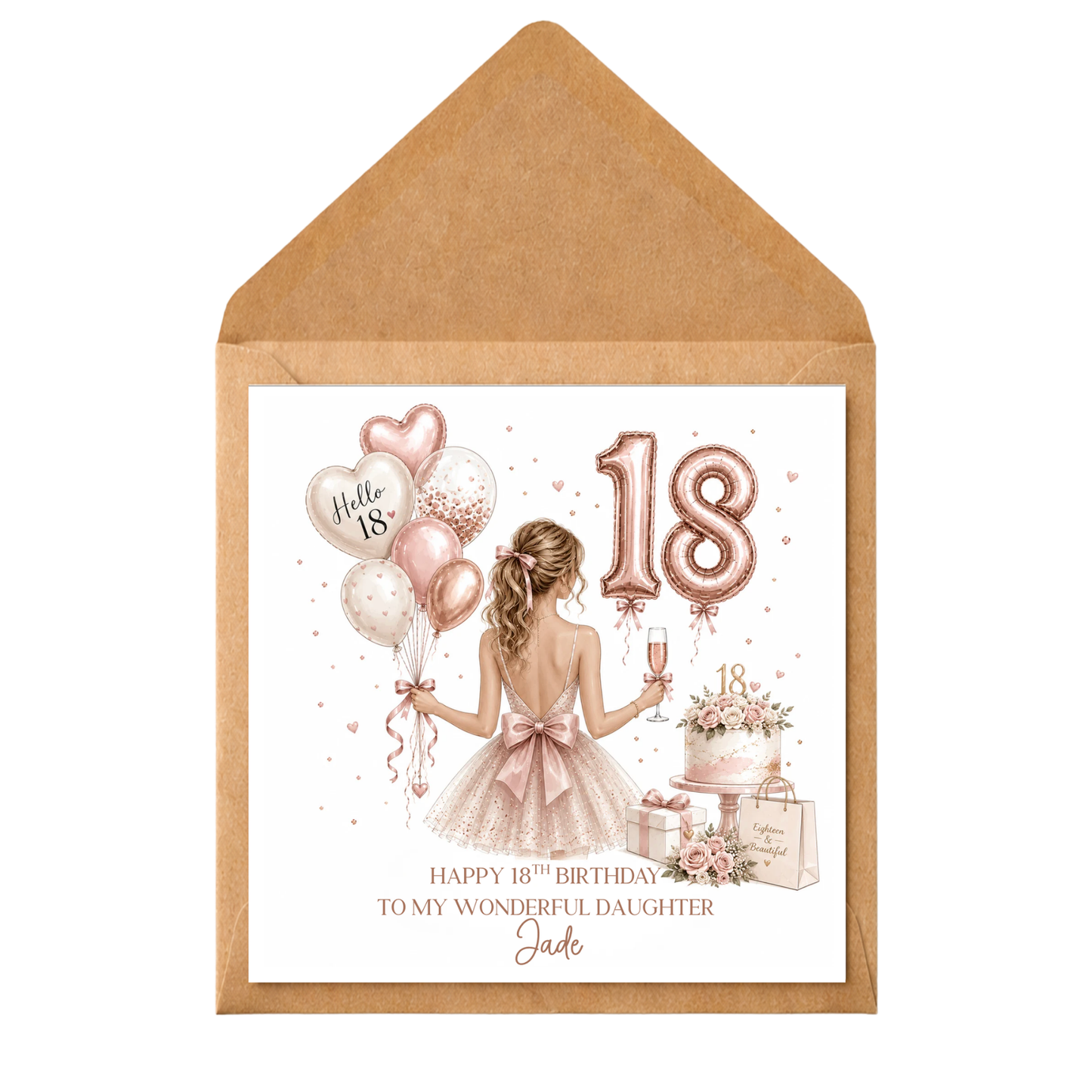 Personalised 18th Birthday Card for Daughter | Rose Gold 18th Birthday Card | Custom Name Birthday Card | Daughter 18th Birthday Keepsake