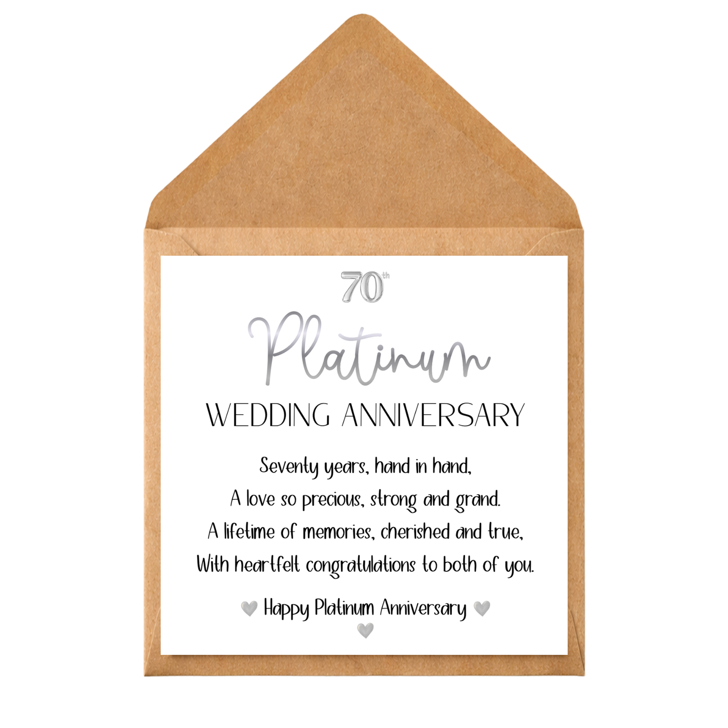 70th Platinum Wedding Anniversary Card | Platinum Anniversary Card | 70 Years Married | Handmade Anniversary Card