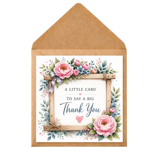 Personalised Thank You Card | Custom Wording Any Occasion | Floral Thank You Card | Printed Message Inside | Handmade Greeting Card