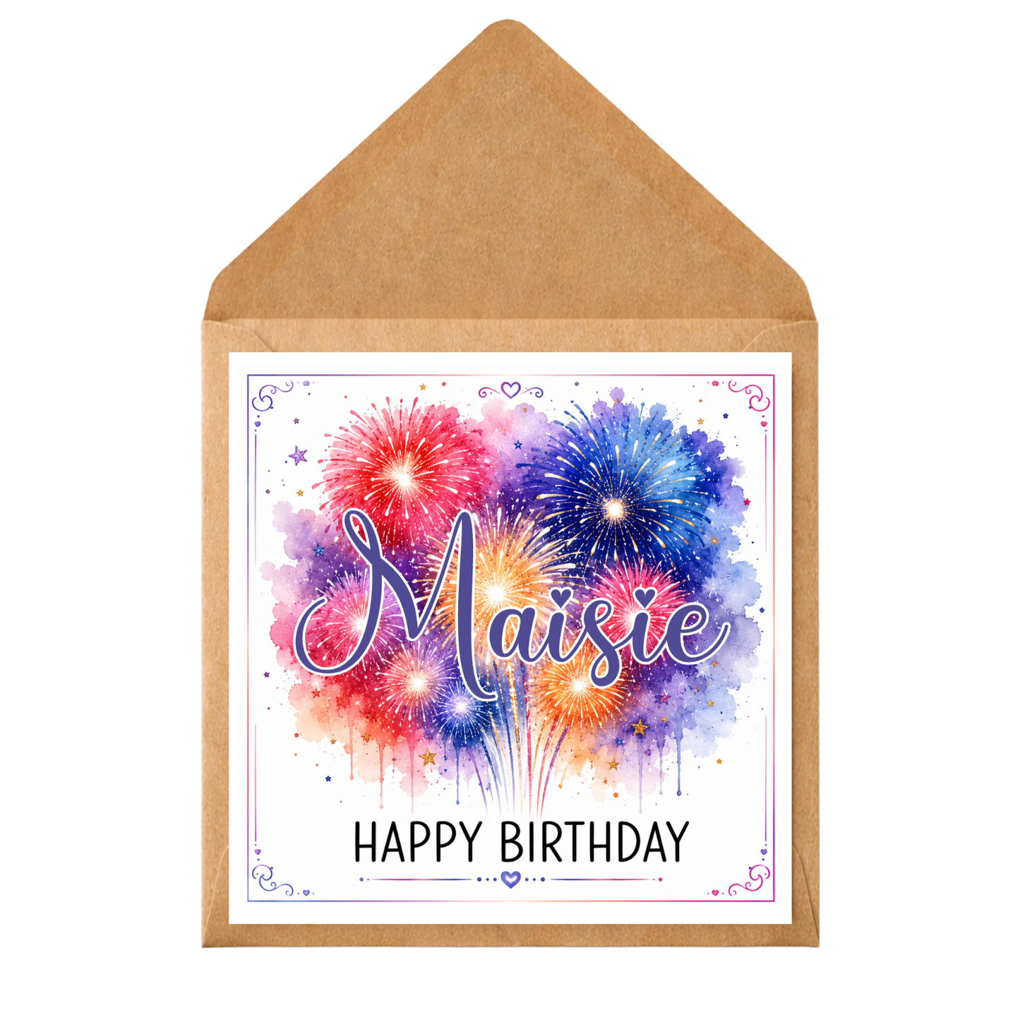 Personalised Fireworks Birthday Card – Any Name & Any Relation | Personalised Birthday Card | Custom Name Birthday Card | Family and Friends