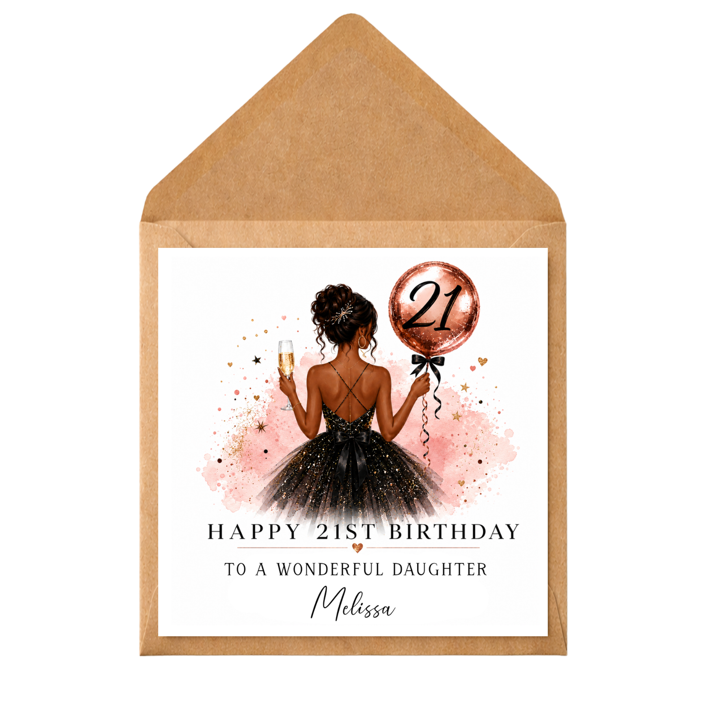 Personalised 21st Birthday Card for Granddaughter | Any Relation Birthday Card | Custom Name Card | Elegant Rose Gold Birthday Card | Milestone Birthday