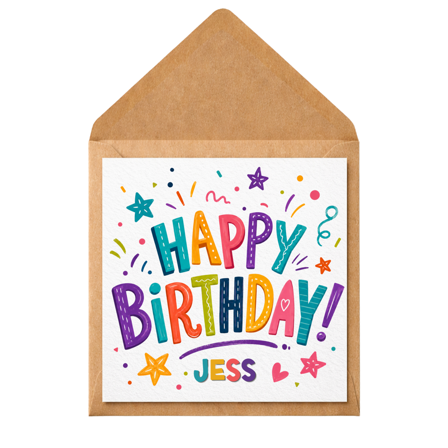 Personalised Happy Birthday Card for Her | Colourful Custom Name Birthday Card | Bright Fun Greeting Card for Daughter Friend Sister