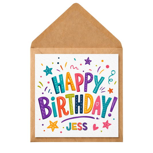 Personalised Happy Birthday Card for Her | Colourful Custom Name Birthday Card | Bright Fun Greeting Card for Daughter Friend Sister
