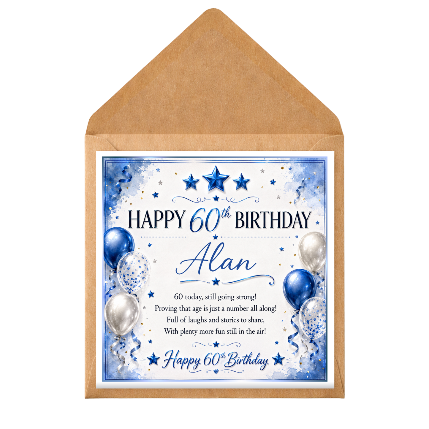 Personalised 60th Birthday Card For Him, Custom Name 60th Card, Happy 60th Alan Card, Milestone Birthday Card, Dad Grandad 60th