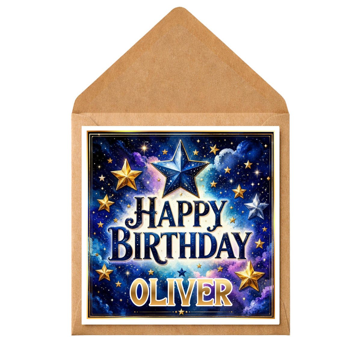 Personalised Birthday Card – Any Name & Relation – Celestial Stars Birthday Card – Custom Birthday Card For Him Her – Printed Inside Option