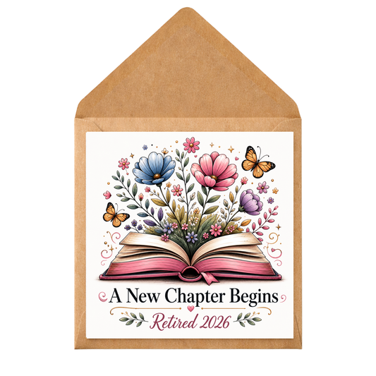Personalised Retirement Card 2026, New Chapter Begins Card, Floral Retirement Card, Retirement Gift Card