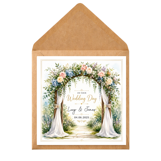 Personalised Floral Arch Wedding Card