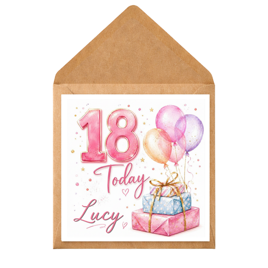 Personalised 18th Birthday Card: Custom Name & Age, Handmade Keepsake