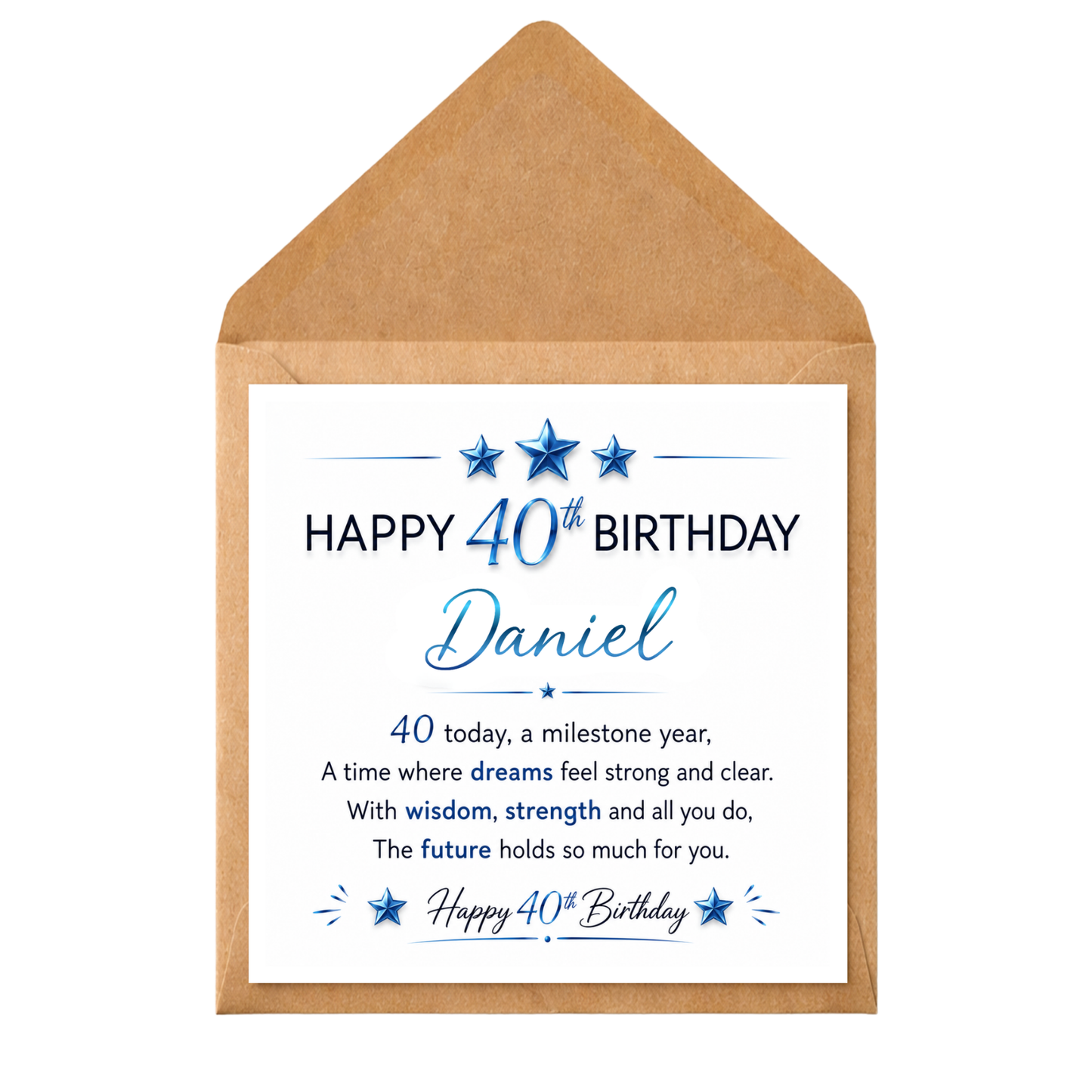 Personalised 40th Birthday Card For Him, Custom Name 40 Birthday Card, Milestone 40 Birthday Card, Dad Brother Husband Son Friend