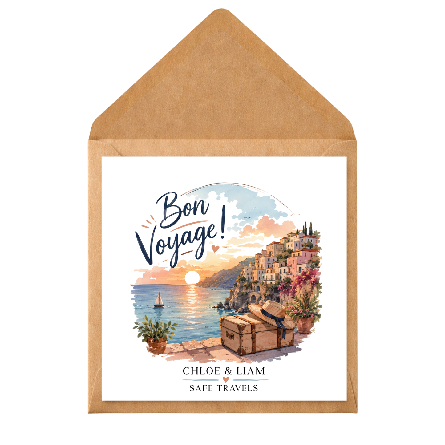 Personalised Bon Voyage Card | Safe Travels Card | Personalised Holiday Card | Honeymoon Card | Travel Gift | Custom Travel Card