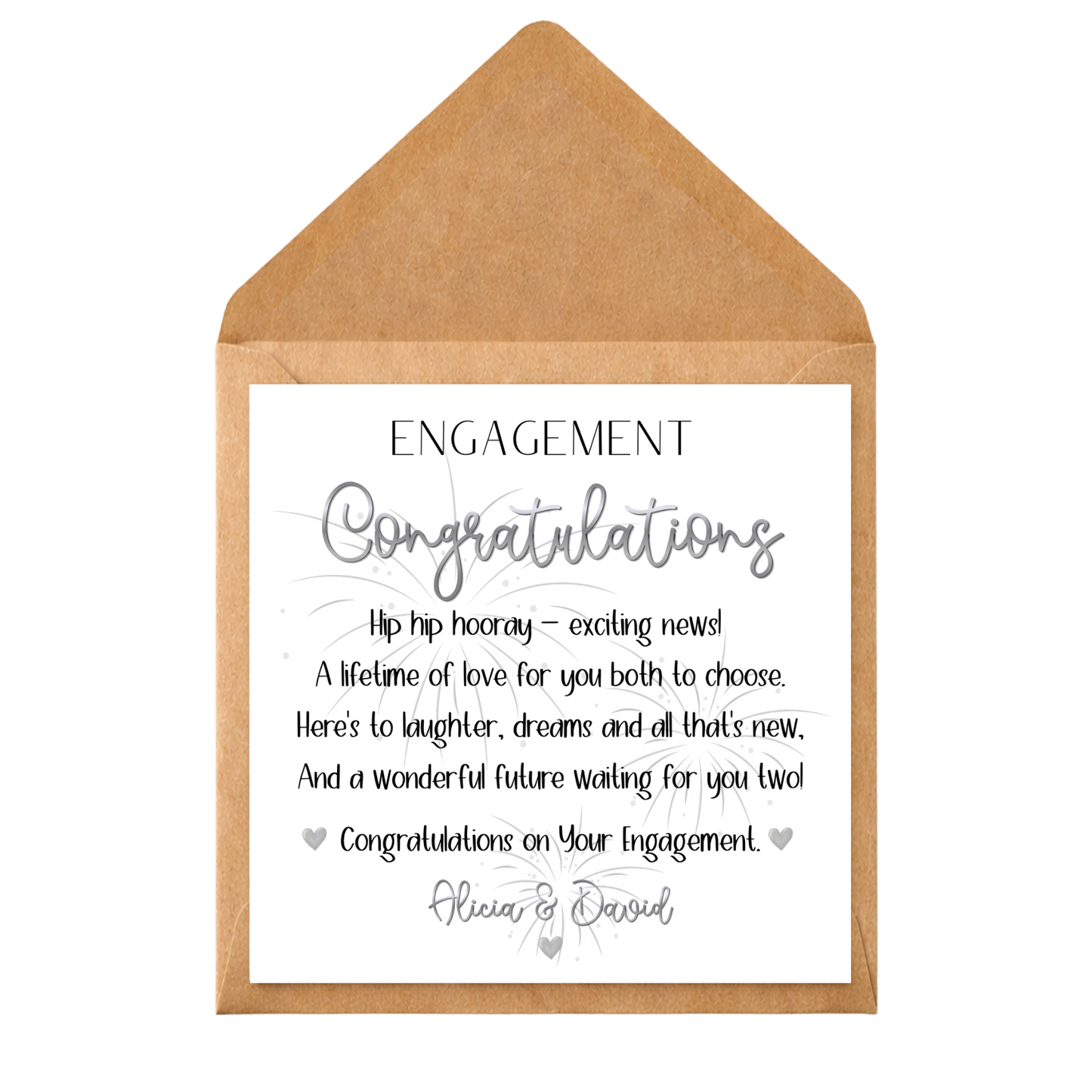 Personalised Engagement Card | Congratulations On Your Engagement Card | Custom Names Engagement Congratulations Card | Newly Engaged Couple Card | Fiancé Fiancée Card
