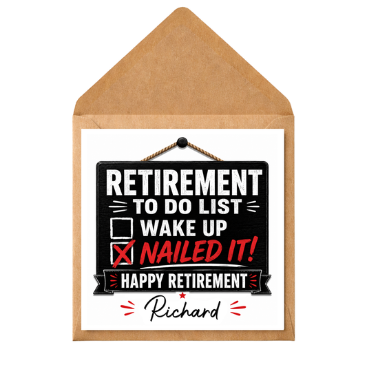 Personalised Retirement Card – Funny To Do List Humorous Greeting
