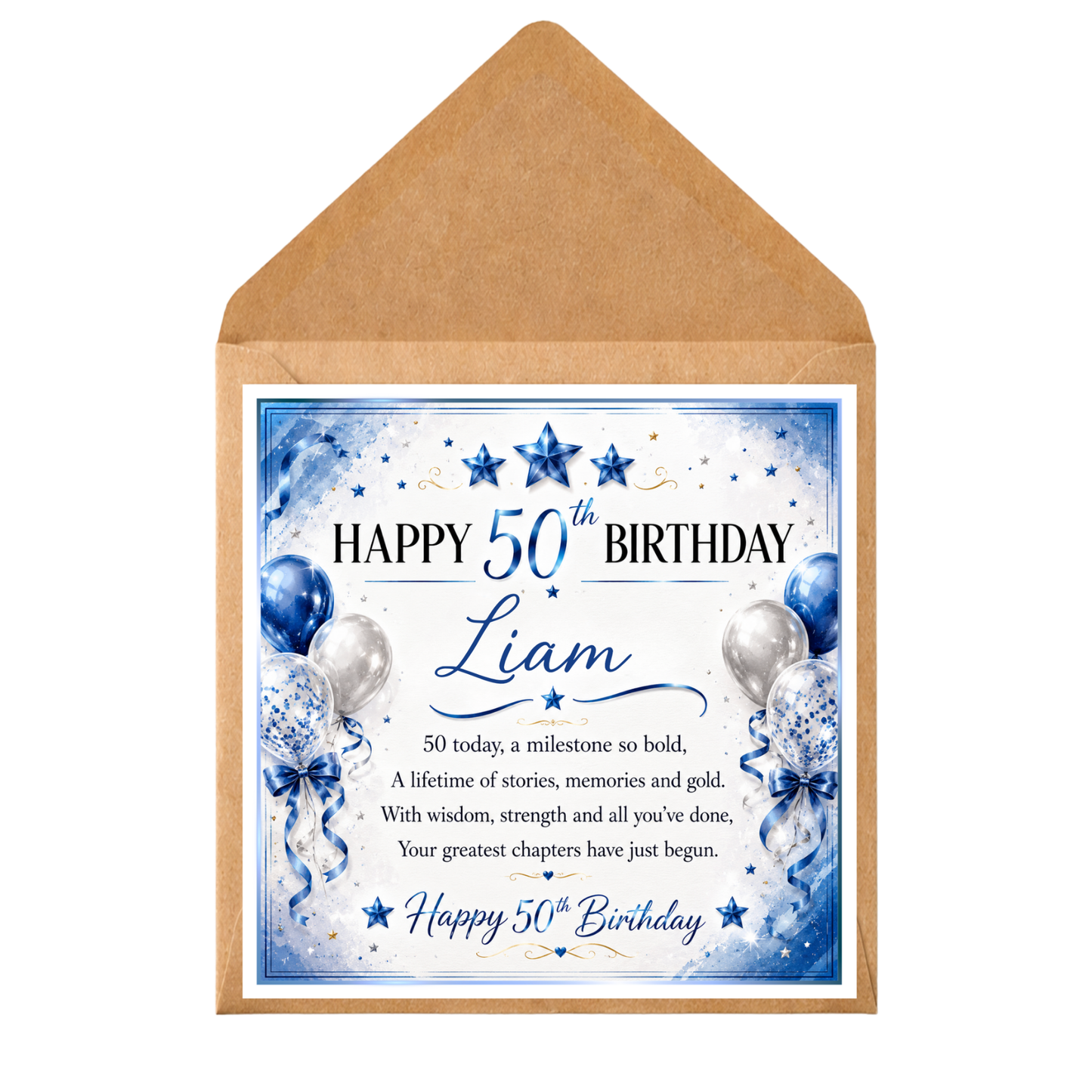 Personalised 50th Birthday Card for Him, Custom Name 50th Birthday Card, Milestone 50 Birthday Card Dad Brother Husband Friend, 50 Today Card