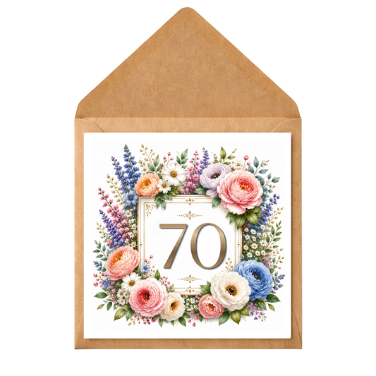Personalised Milestone Birthday Card Any Age 50 60 70 80 90 100 | Floral Watercolour Birthday Card | Custom Age | Elegant Birthday Card