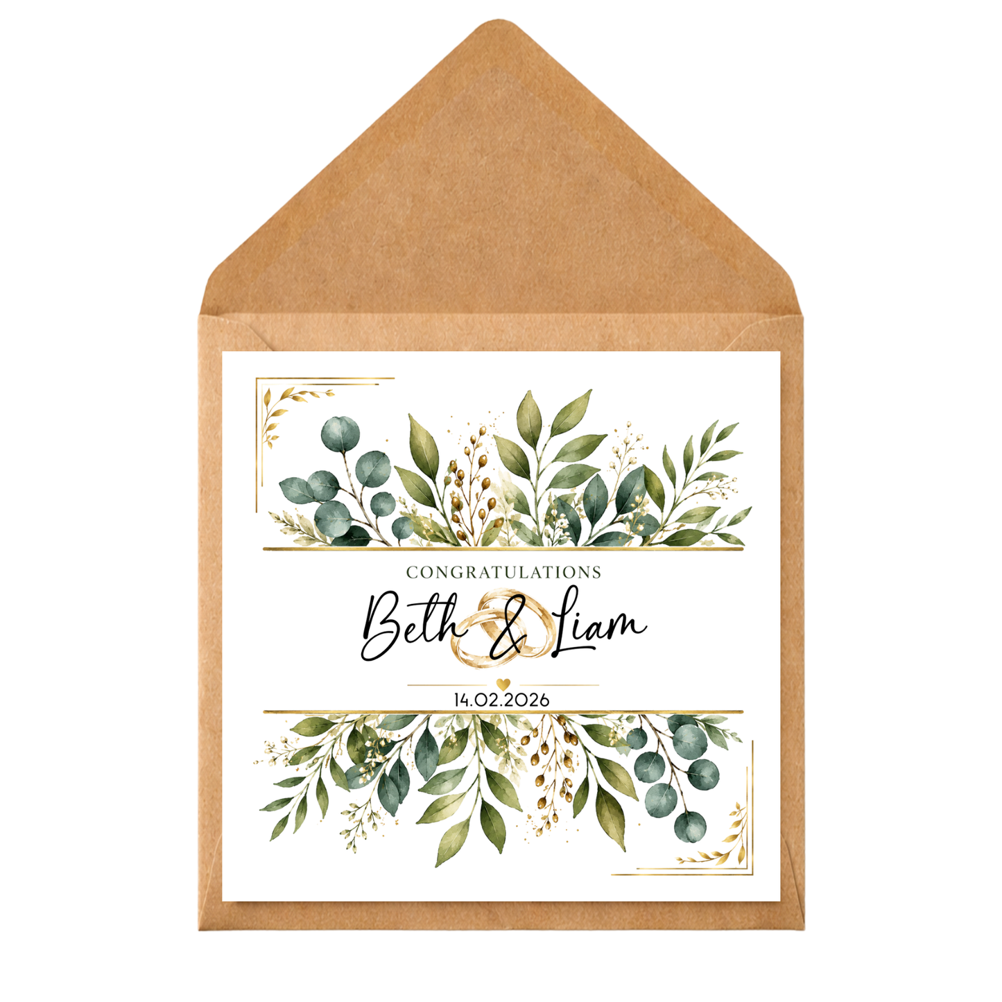 Personalised Botanical Wedding Card | Mr & Mrs Congratulations Keepsake