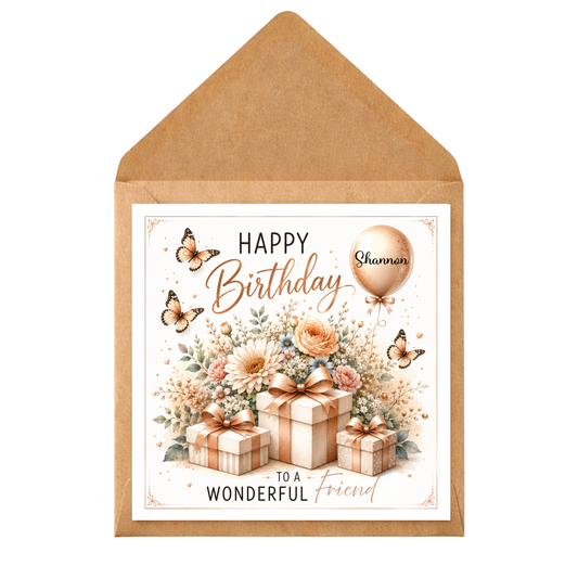 Personalised Birthday Card For Her, Custom Name Birthday Card, Friend Sister Auntie Birthday Card, Elegant Floral Birthday Card, Luxury Gift Card