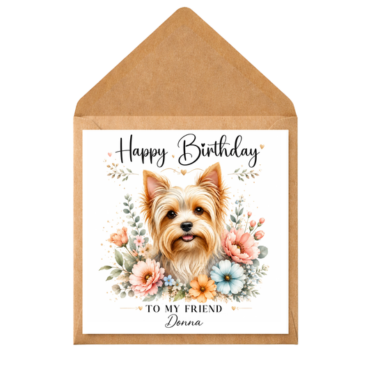 Personalised Yorkshire Terrier Birthday Card: Custom Dog Lover Gift