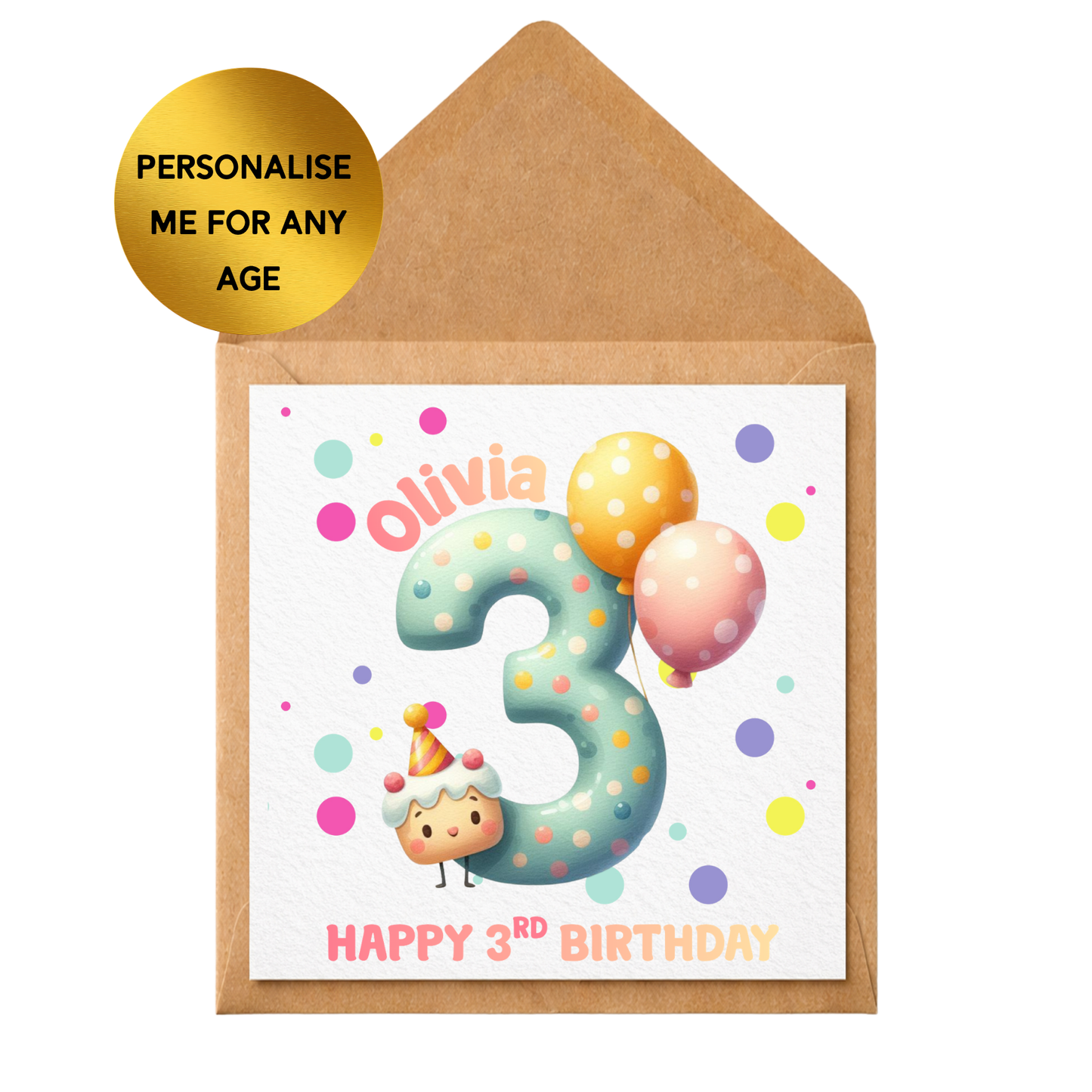 Personalised Age Birthday Card for Kids | Any Age & Name | Cute Number Card | Children’s Birthday Card | Custom Boy Girl Birthday Card