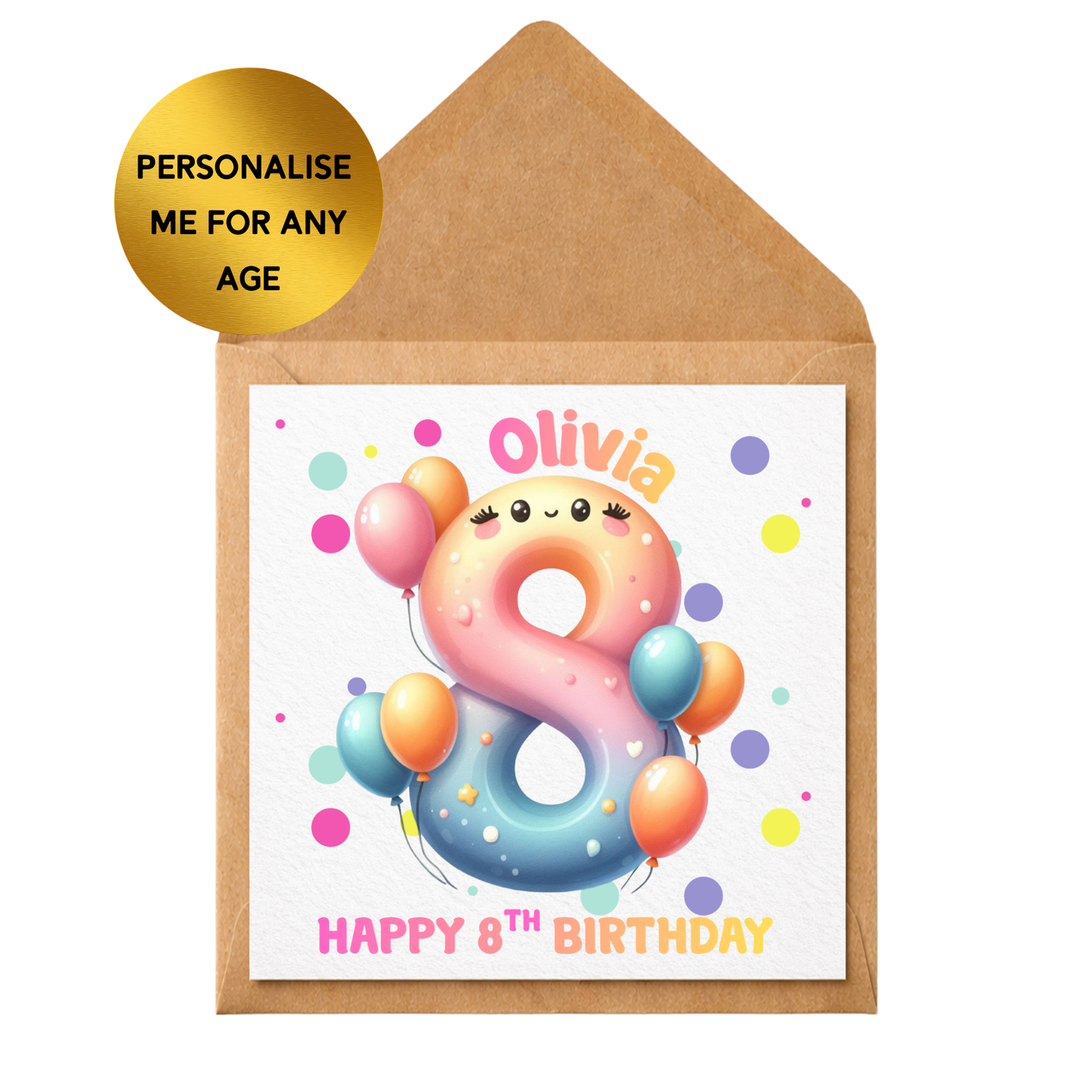 Personalised Age Birthday Card for Kids | Any Age & Name | Cute Number Card | Children’s Birthday Card | Custom Boy Girl Birthday Card