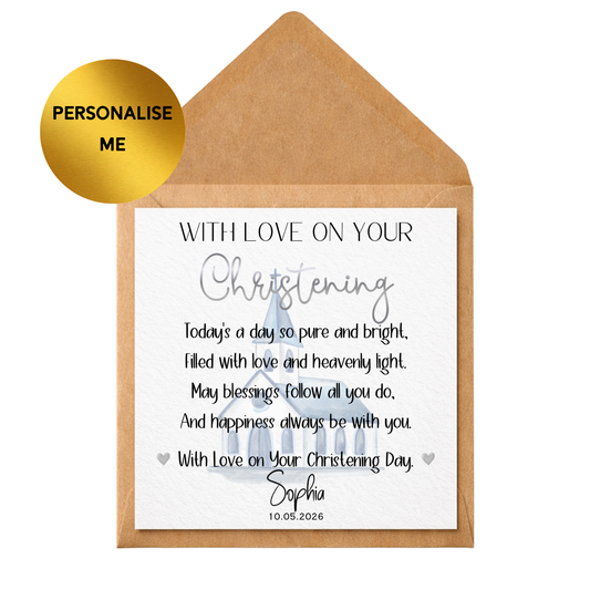 Personalised Christening Card | Custom Baby Christening Day Card | Baptism Card | Naming Day Card | Special Keepsake Card for Baby Boy or Girl