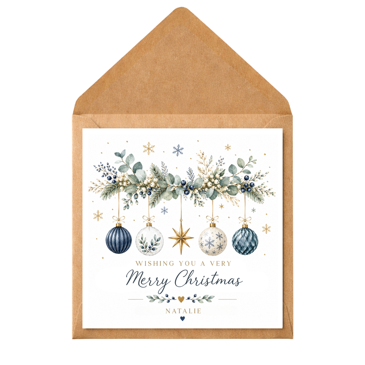 Personalised Couple Christmas Card, Colourful Christmas Garland Card, Custom Names Xmas Card, Elegant Festive Card for Partner, Friends, Mum Dad, Couples