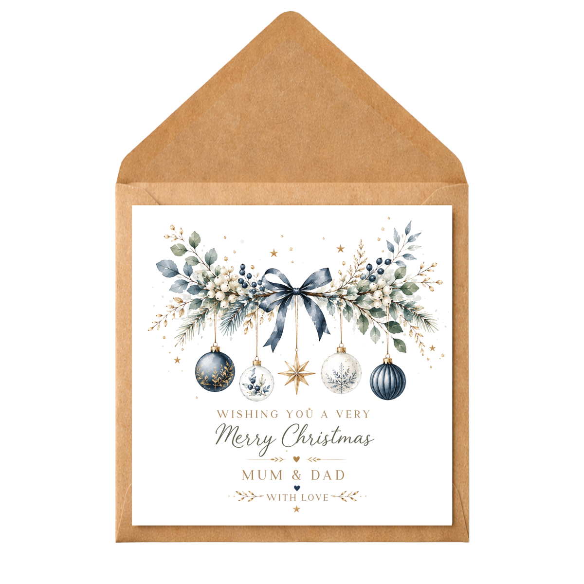 Personalised Couple Christmas Card, Colourful Christmas Garland Card, Custom Names Xmas Card, Elegant Festive Card for Partner, Friends, Mum Dad, Couples