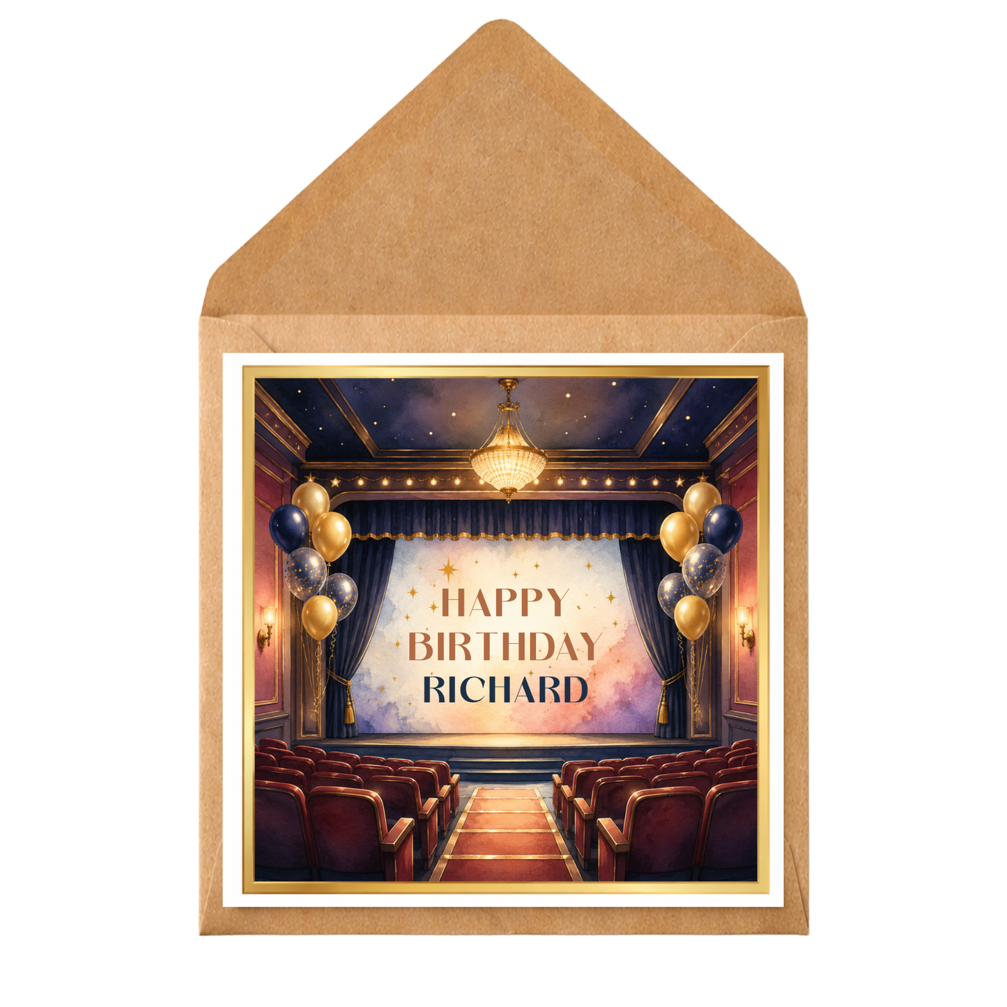Personalised Theatre Birthday Card | Custom Stage Show Birthday Card | Theatre Lover Birthday Card | Personalised Name Card