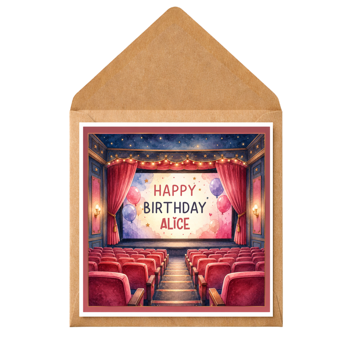 Cinema Birthday Card | Theatre Lover Birthday Card | Movie Fan Birthday Card | Personalised Cinema Greeting Card | Film Buff Birthday Card