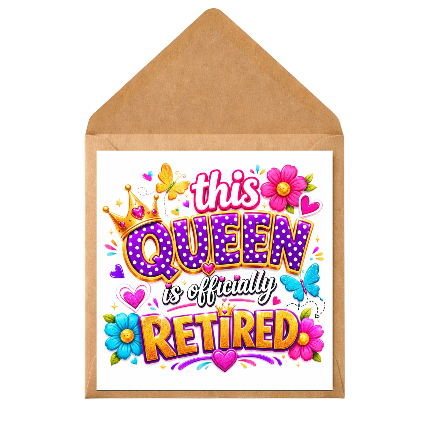 Retirement Card for Her | This Queen Is Officially Retired Card | Funny Retirement Card Woman | Happy Retirement Card Coworker Friend Mum