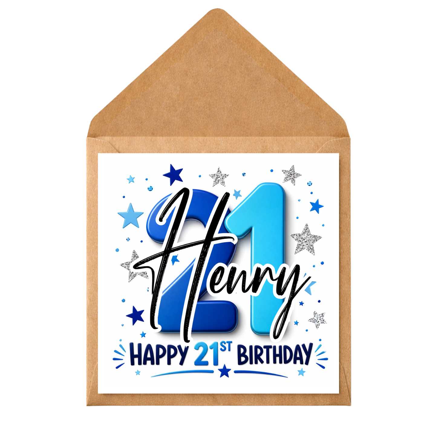 Personalised 21st Birthday Card for Him | Custom Name 21st Birthday Card | Son Grandson Brother Nephew Friend Birthday Card
