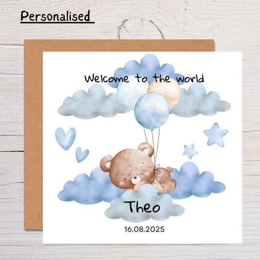 Personalised New Baby Boy Card