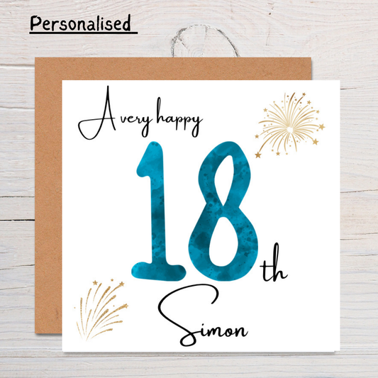 Personalised 18th Birthday Card: Custom Name & Cardstock