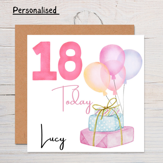 Personalised 18th Birthday Card: Custom Name & Age, Handmade Keepsake