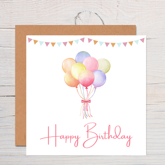 Handmade Birthday Card: 300gsm Cardstock with Kraft Envelope