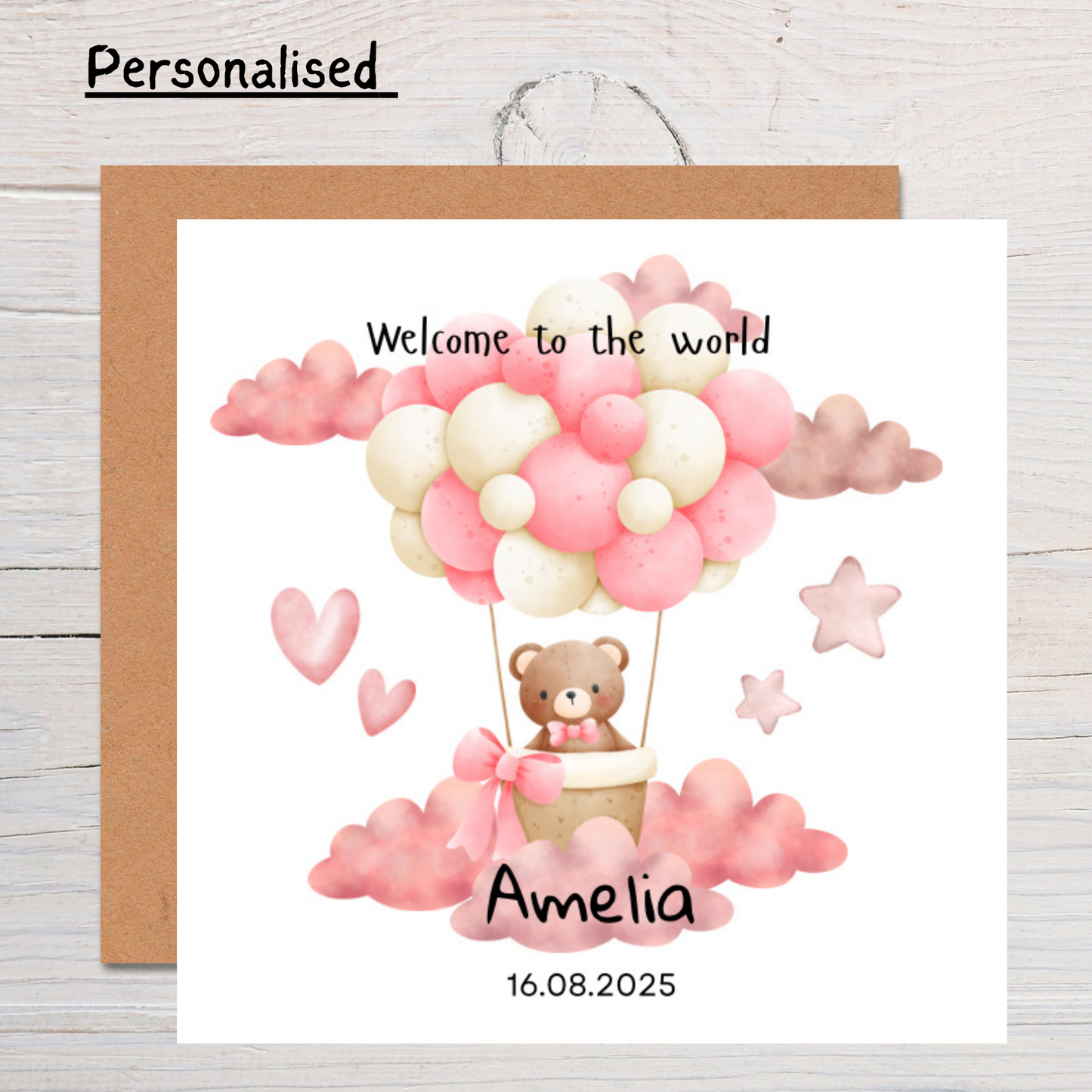 Personalised New Baby Girl Card
