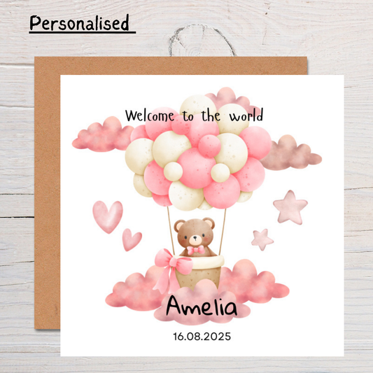 Personalised New Baby Girl Card