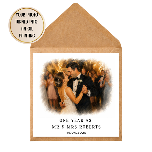 Personalised Anniversary Print | Custom Oil Painting From Your Wedding Photo | Couple Keepsake Gift