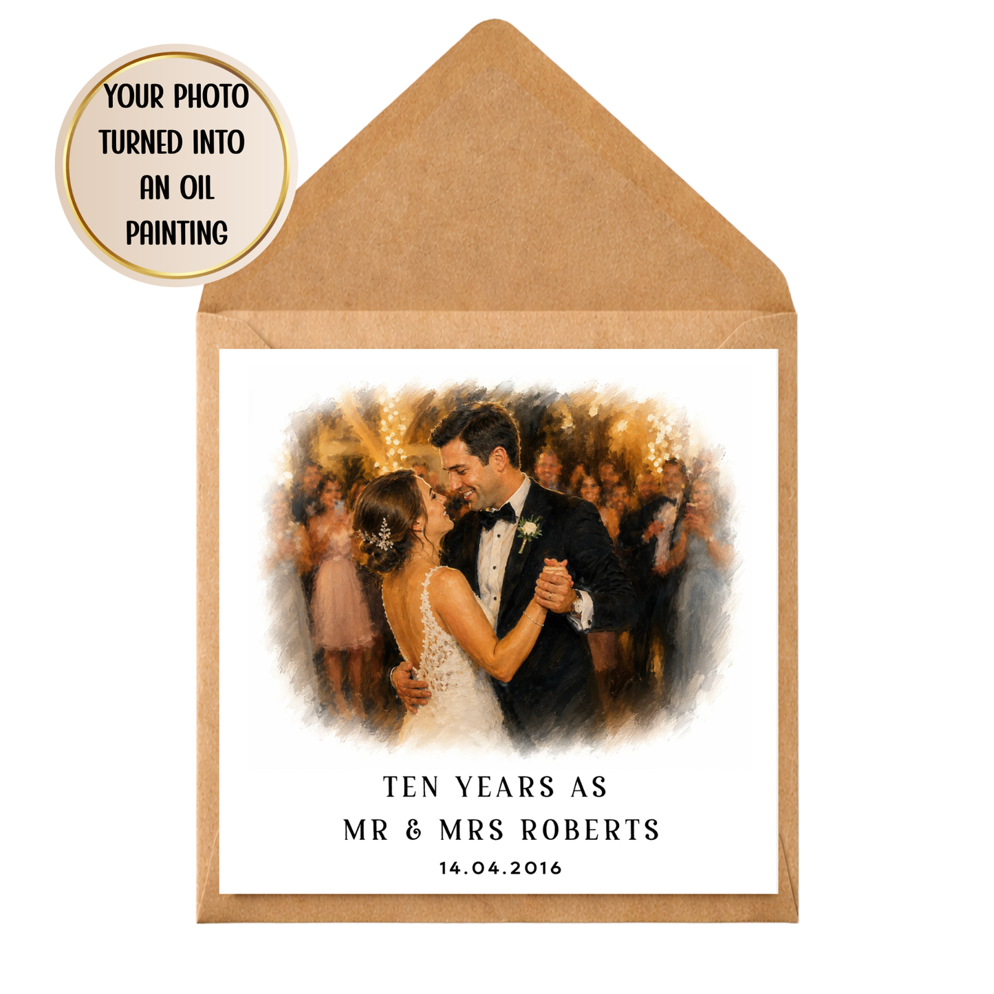 Personalised Anniversary Print | Custom Oil Painting From Your Wedding Photo | Couple Keepsake Gift