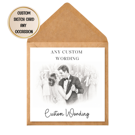 Custom Sketch Card | Personalised Photo Greeting Card | Any Occasion Card | Custom Wording | Wedding Anniversary Birthday Card | Hand Drawn Style