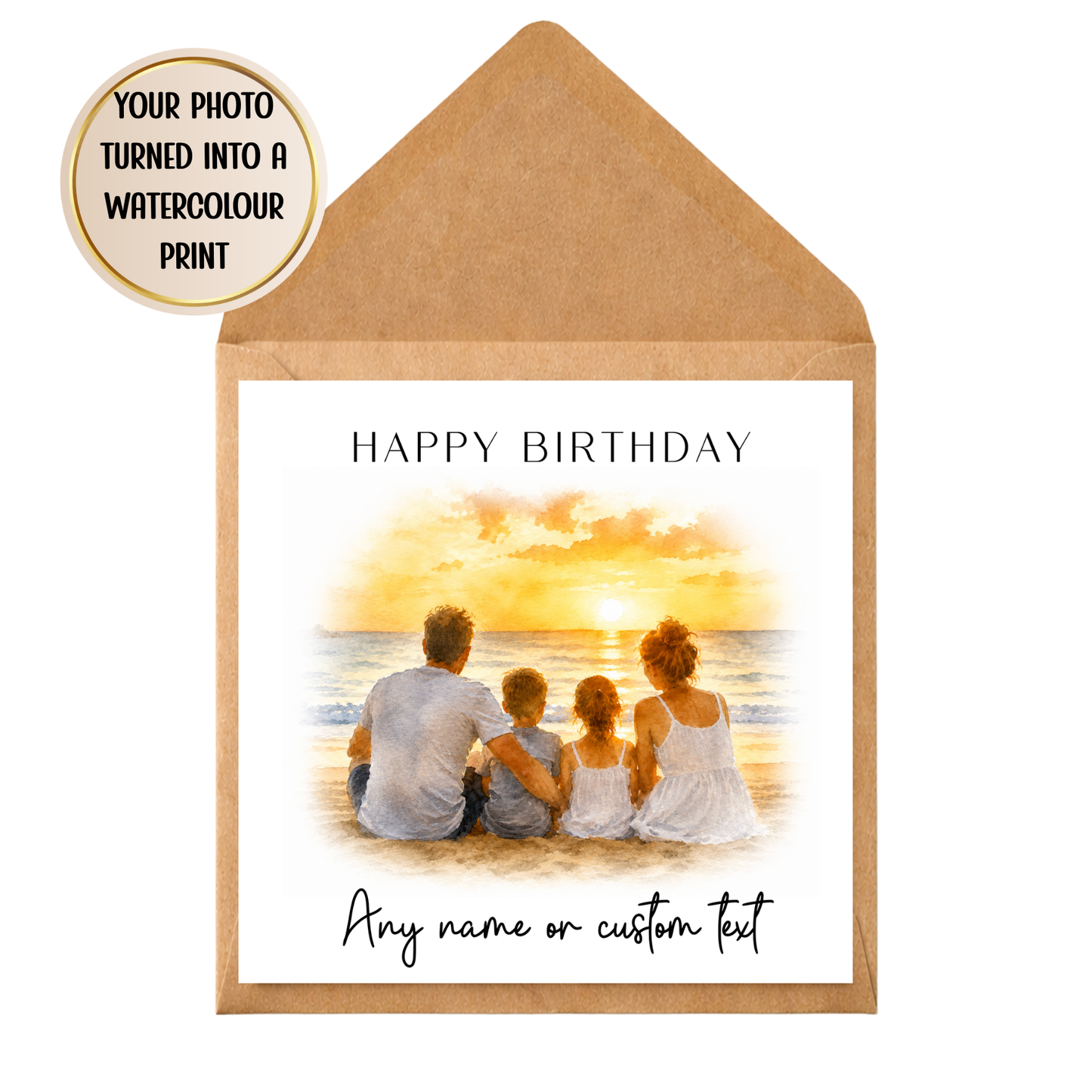 Custom Watercolour Portrait Card | Personalised Photo Keepsake (Any Occasion)