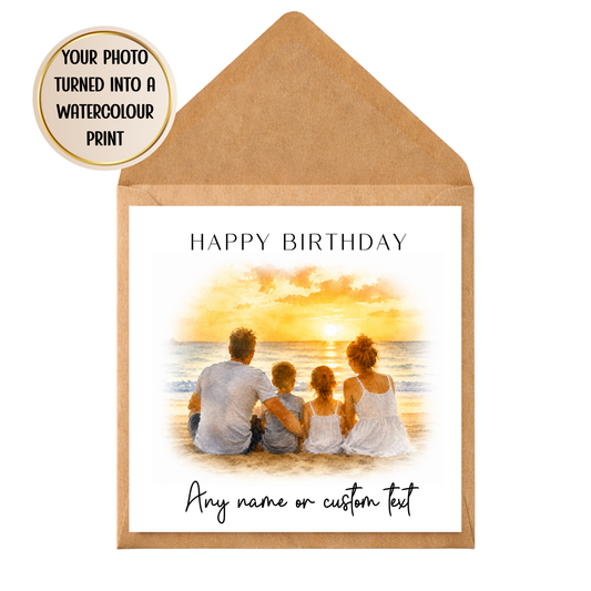 Custom Watercolour Portrait Card | Personalised Photo Keepsake (Any Occasion)