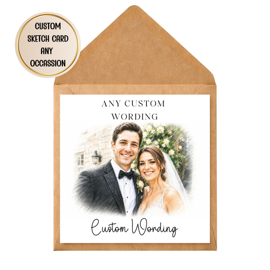 Custom Sketch Card | Personalised Any Occasion Card | Custom Photo Sketch Greeting Card | Wedding, Anniversary, Birthday Card