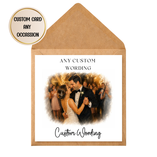 Custom Oil Painting Card | Personalised Any Occasion Card | Custom Photo Oil Style Portrait Card | Wedding, Anniversary, Birthday Gift