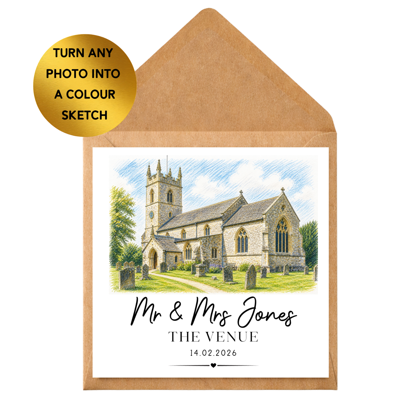 Custom Venue Portrait Print | Personalised Wedding Sketch | Anniversary Keepsake