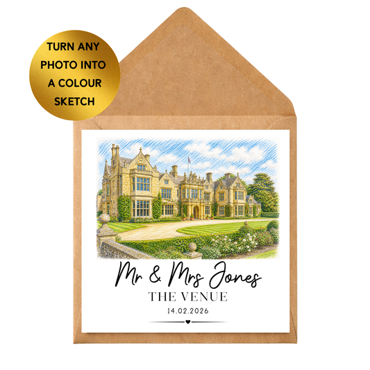 Custom Venue Portrait Print | Personalised Wedding Sketch | Anniversary Keepsake