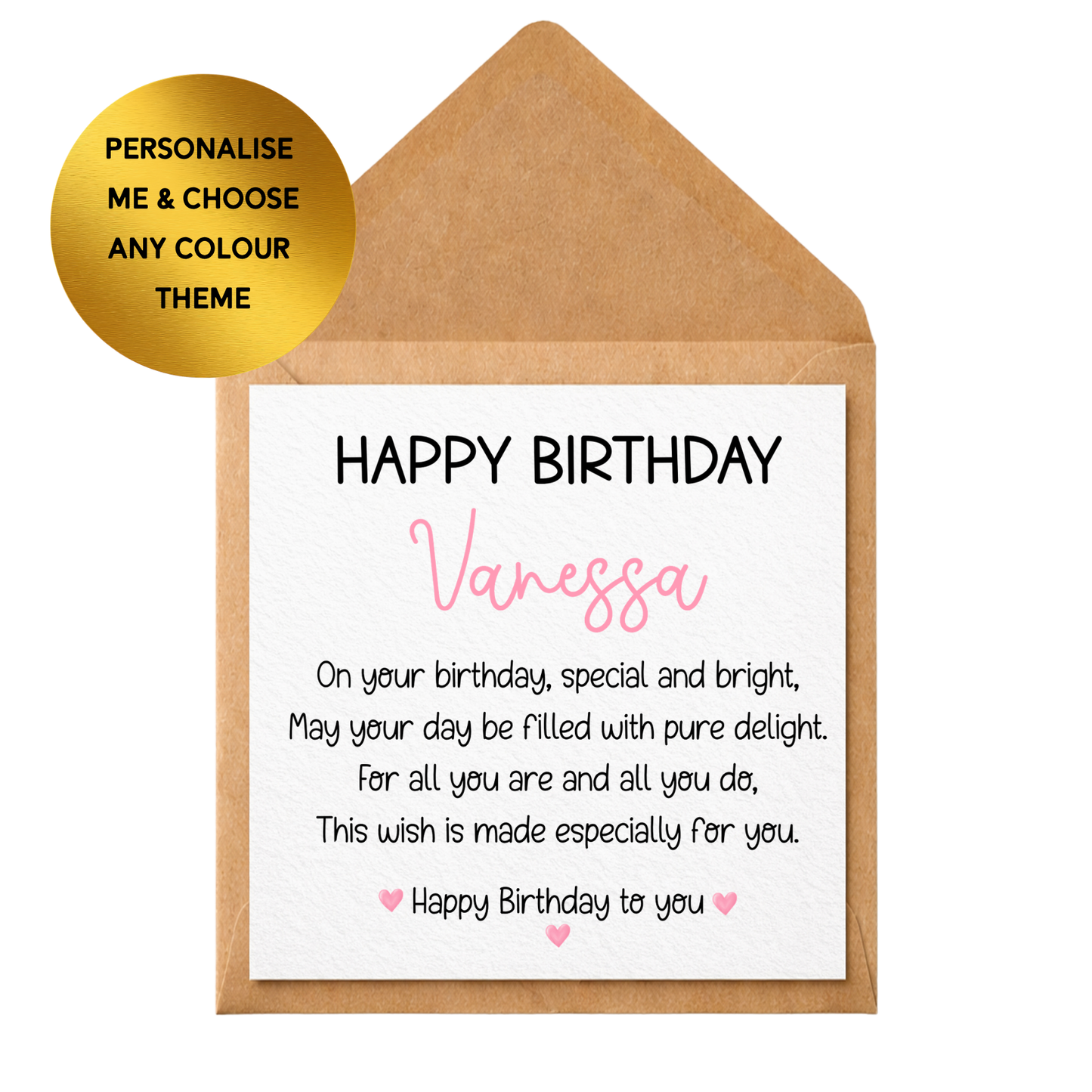 Personalised Birthday Card Any Name | Custom Happy Birthday Card | Cute Poem Birthday Card for Her | Any Age Any Relation