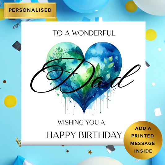 Personalised Dad Birthday Card – Beautiful Heart Design